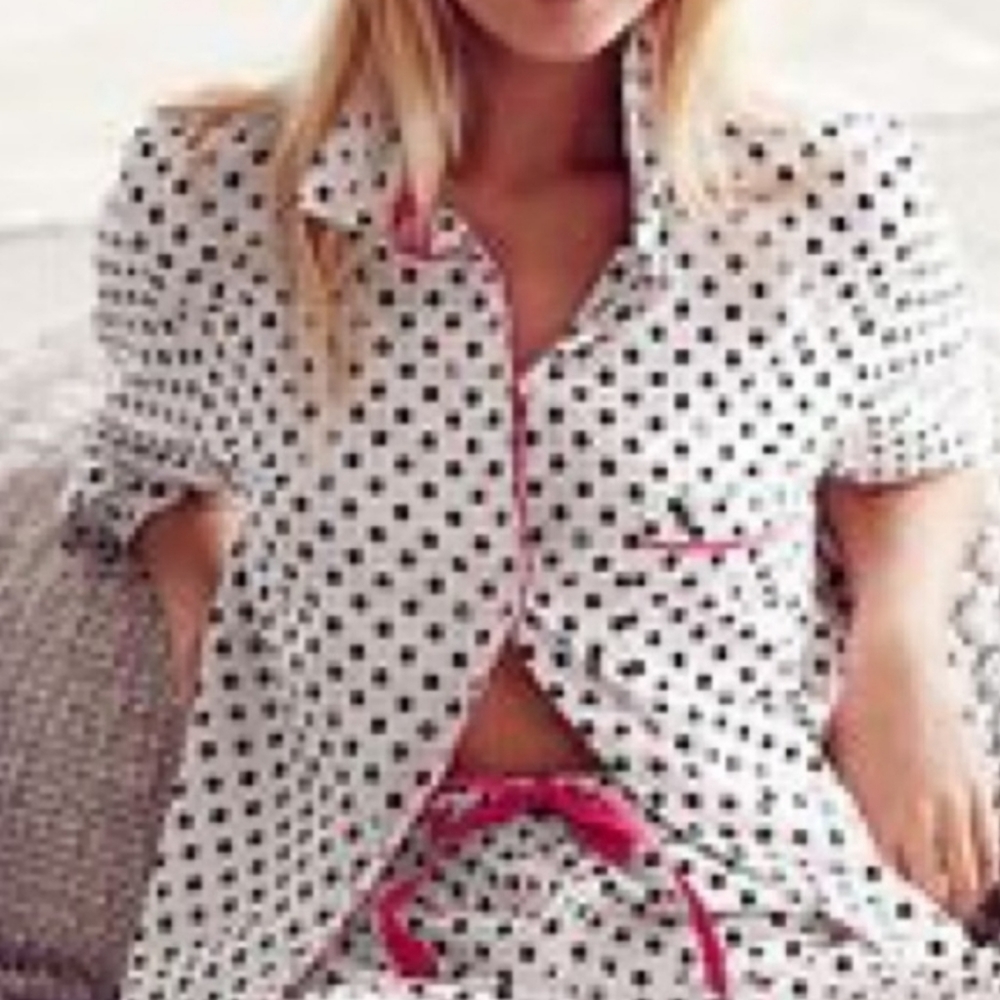 Victoria  secret polka dot button front front pocket pj top sz M